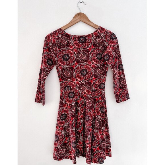 Hollister V Neck Faux Wrap Bohemian Style Floral Skater Sundress - Picture 2 of 8